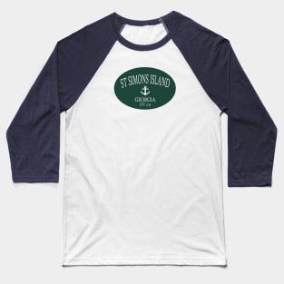 St Simons Island Georgia Sea Islands Anchor Dark Green Baseball T-Shirt